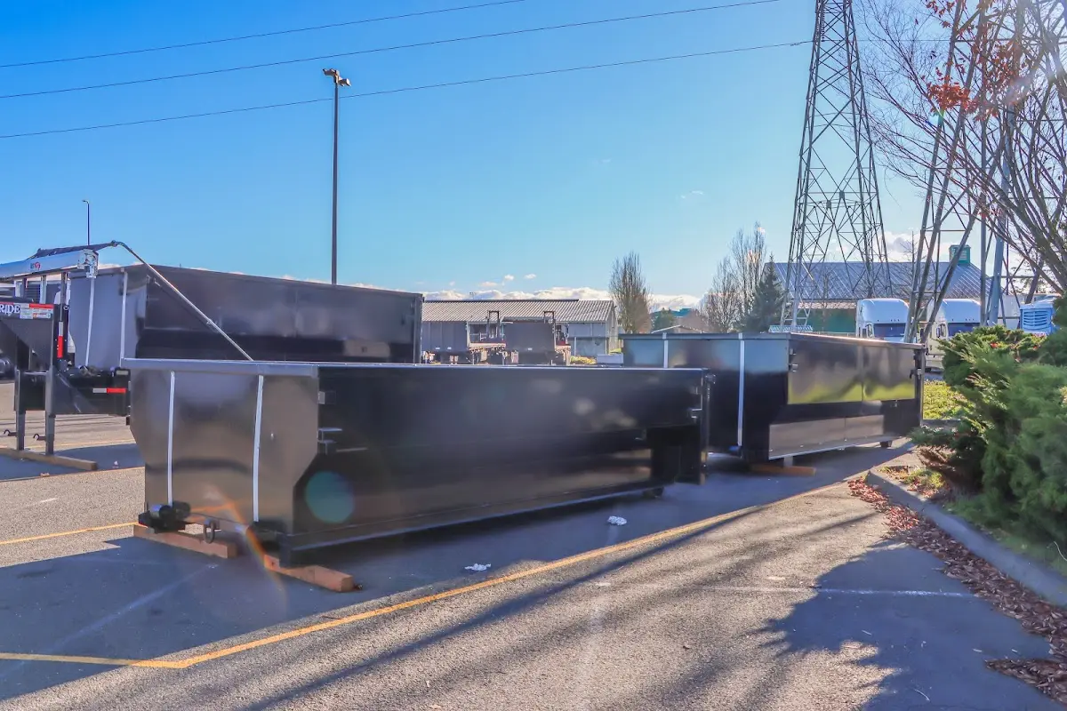 Roll-off dumpster ready for waste disposal at job site for 3 Yard Dumpster Rental in Spanish Fork